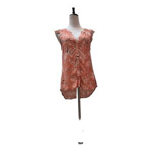 NWT Paisley‎ Print Sleeveless Blouse Top Ruffle Detail